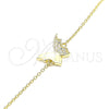 Sterling Silver Fancy Bracelet, Butterfly Design, with White Micro Pave, Polished, Golden Finish, 03.336.0023.2.08 (01 MM Thickness, 8 Inches Length)