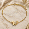 Sterling Silver Fancy Bracelet, Butterfly Design, with White Micro Pave, Polished, Golden Finish, 03.336.0023.2.08 (01 MM Thickness, 8 Inches Length)
