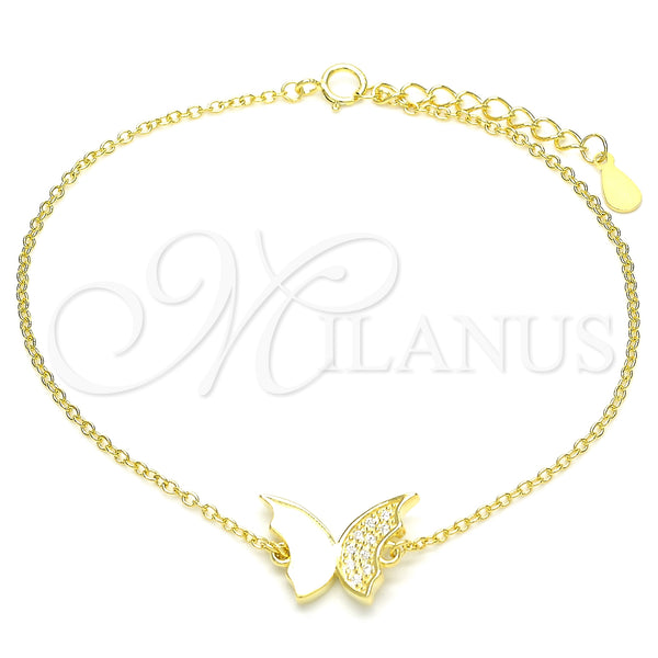 Sterling Silver Bracelet — Fancy Bracelet Butterfly Design with White Micro Pave — main product view — SKU 130714 | Plata 925 brazalete — elegante Bracelet Butterfly diseño with blanco Micro Pave — SKU 130714