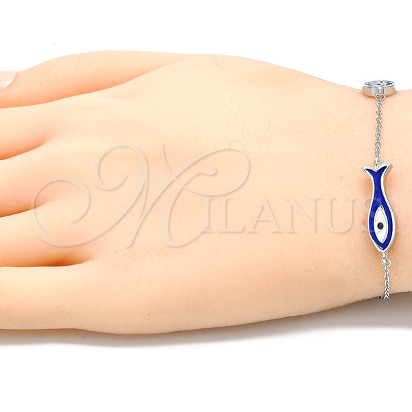 Sterling Silver Bracelet — Fancy Bracelet Fish Design with Sapphire Blue and — alternate product view — SKU 130716 | Plata 925 brazalete — elegante Bracelet Fish diseño with Sapphire Blue and — SKU 130716