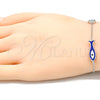 Sterling Silver Fancy Bracelet, Fish Design, with Sapphire Blue and White Micro Pave, Blue Enamel Finish, Rhodium Finish, 03.336.0078.07 (01 MM Thickness, 7 Inches Length)