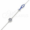 Sterling Silver Fancy Bracelet, Fish Design, with Sapphire Blue and White Micro Pave, Blue Enamel Finish, Rhodium Finish, 03.336.0078.07 (01 MM Thickness, 7 Inches Length)