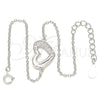 Sterling Silver Fancy Bracelet, Heart Design, with White Micro Pave, Polished, Rhodium Finish, 03.336.0079.07 (01 MM Thickness, 7 Inches Length)
