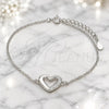 Sterling Silver Fancy Bracelet, Heart Design, with White Micro Pave, Polished, Rhodium Finish, 03.336.0079.07 (01 MM Thickness, 7 Inches Length)