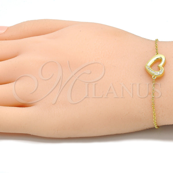 Sterling Silver Bracelet — Fancy Bracelet Heart Design with White Micro Pave — alternate product view — SKU 130719 | Plata 925 brazalete — elegante Bracelet corazón diseño with blanco Micro Pave — SKU 130719