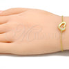 Sterling Silver Fancy Bracelet, Heart Design, with White Micro Pave, Polished, Golden Finish, 03.336.0079.2.07 (01 MM Thickness, 7 Inches Length)