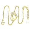 Sterling Silver Fancy Bracelet, Heart Design, with White Micro Pave, Polished, Golden Finish, 03.336.0079.2.07 (01 MM Thickness, 7 Inches Length)
