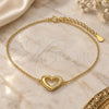 Sterling Silver Fancy Bracelet, Heart Design, with White Micro Pave, Polished, Golden Finish, 03.336.0079.2.07 (01 MM Thickness, 7 Inches Length)