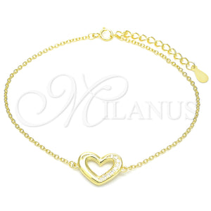 Sterling Silver Bracelet — Fancy Bracelet Heart Design with White Micro Pave — main product view — SKU 130719 | Plata 925 brazalete — elegante Bracelet corazón diseño with blanco Micro Pave — SKU 130719