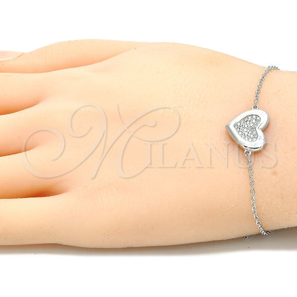 Sterling Silver Bracelet — Fancy Bracelet Heart Design with White Cubic Zirconia — alternate product view — SKU 130721 | Plata 925 brazalete — elegante Bracelet corazón diseño with blanco Cubic Zirconia — SKU 130721