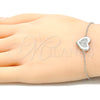 Sterling Silver Fancy Bracelet, Heart Design, with White Cubic Zirconia, Polished, Rhodium Finish, 03.336.0081.08 (01 MM Thickness, 8 Inches Length)