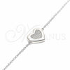 Sterling Silver Fancy Bracelet, Heart Design, with White Cubic Zirconia, Polished, Rhodium Finish, 03.336.0081.08 (01 MM Thickness, 8 Inches Length)