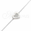 Sterling Silver Fancy Bracelet, Heart Design, with White Cubic Zirconia, Polished, Rhodium Finish, 03.336.0081.08 (01 MM Thickness, 8 Inches Length)