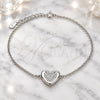 Sterling Silver Fancy Bracelet, Heart Design, with White Cubic Zirconia, Polished, Rhodium Finish, 03.336.0081.08 (01 MM Thickness, 8 Inches Length)