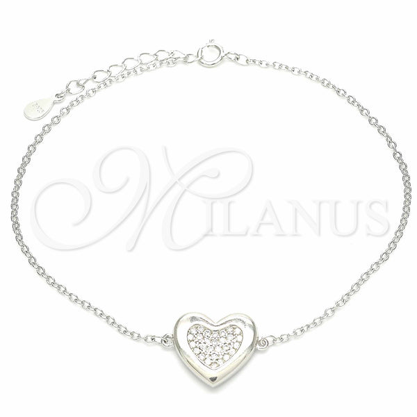 Sterling Silver Bracelet — Fancy Bracelet Heart Design with White Cubic Zirconia — main product view — SKU 130721 | Plata 925 brazalete — elegante Bracelet corazón diseño with blanco Cubic Zirconia — SKU 130721