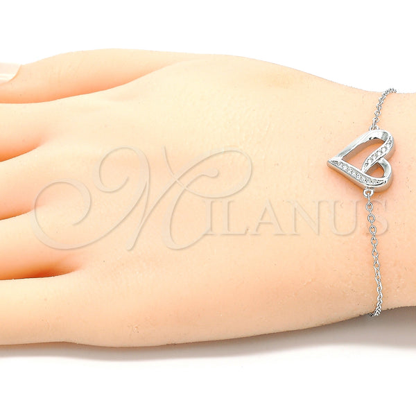 Sterling Silver Bracelet — Fancy Bracelet Heart Design with White Cubic Zirconia — alternate product view — SKU 130725 | Plata 925 brazalete — elegante Bracelet corazón diseño with blanco Cubic Zirconia — SKU 130725