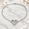 Sterling Silver Fancy Bracelet, Heart Design, with White Cubic Zirconia, Polished, Rhodium Finish, 03.336.0085.08 (01 MM Thickness, 8 Inches Length)