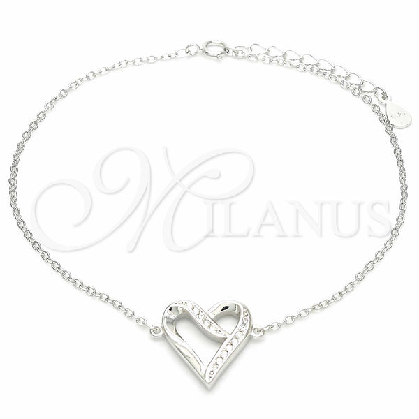 Sterling Silver Bracelet — Fancy Bracelet Heart Design with White Cubic Zirconia — main product view — SKU 130725 | Plata 925 brazalete — elegante Bracelet corazón diseño with blanco Cubic Zirconia — SKU 130725