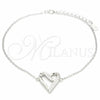 Sterling Silver Fancy Bracelet, Heart Design, with White Cubic Zirconia, Polished, Rhodium Finish, 03.336.0085.08 (01 MM Thickness, 8 Inches Length)