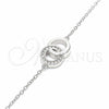 Sterling Silver Fancy Bracelet, with White Cubic Zirconia, Polished, Rhodium Finish, 03.336.0086.08 (01 MM Thickness, 8 Inches Length)
