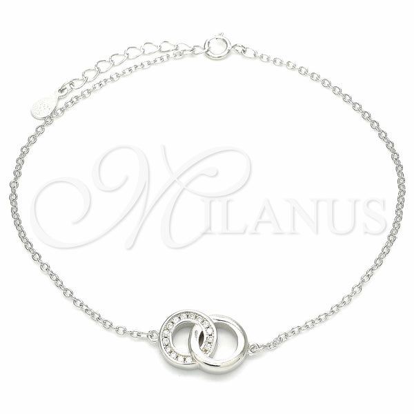 Sterling Silver Bracelet — Fancy Bracelet with White Cubic Zirconia Polished 03. — main product view — SKU 130726 | Plata 925 brazalete — elegante Bracelet with blanco Cubic Zirconia pulido 03. — SKU 130726