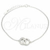 Sterling Silver Fancy Bracelet, with White Cubic Zirconia, Polished, Rhodium Finish, 03.336.0086.08 (01 MM Thickness, 8 Inches Length)