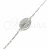 Sterling Silver Fancy Bracelet, with White Cubic Zirconia, Polished, Rhodium Finish, 03.336.0087.07 (01 MM Thickness, 7 Inches Length)