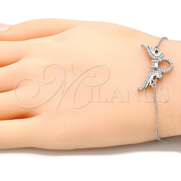 Sterling Silver Bracelet — Fancy Bracelet with White Cubic Zirconia Polished 03. — alternate product view — SKU 130728 | Plata 925 brazalete — elegante Bracelet with blanco Cubic Zirconia pulido 03. — SKU 130728