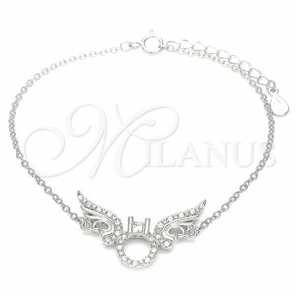 Sterling Silver Fancy Bracelet, with White Cubic Zirconia, Polished, Rhodium Finish, 03.336.0088.07 (01 MM Thickness, 7 Inches Length)