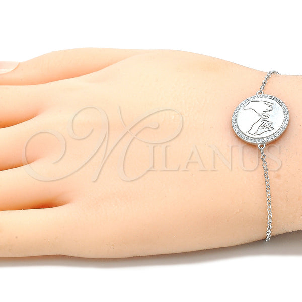 Sterling Silver Bracelet — Fancy Bracelet with White Micro Pave Polished 03. — alternate product view — SKU 130729 | Plata 925 brazalete — elegante Bracelet with blanco Micro Pave pulido 03. — SKU 130729