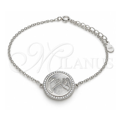 Sterling Silver Fancy Bracelet, with White Micro Pave, Polished, Rhodium Finish, 03.336.0089.07 (01 MM Thickness, 7 Inches Length)