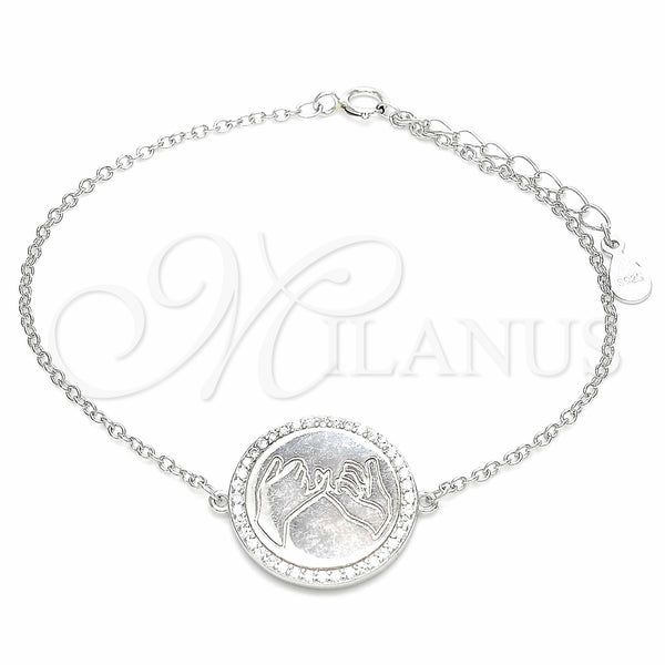 Sterling Silver Bracelet — Fancy Bracelet with White Micro Pave Polished 03. — main product view — SKU 130729 | Plata 925 brazalete — elegante Bracelet with blanco Micro Pave pulido 03. — SKU 130729