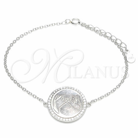 Sterling Silver Fancy Bracelet, with White Micro Pave, Polished, Rhodium Finish, 03.336.0089.07 (01 MM Thickness, 7 Inches Length)