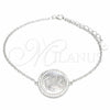 Sterling Silver Fancy Bracelet, with White Micro Pave, Polished, Rhodium Finish, 03.336.0089.07 (01 MM Thickness, 7 Inches Length)