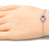 Sterling Silver Fancy Bracelet, Hand of God and Evil Eye Design, with White Cubic Zirconia, Blue Enamel Finish, Rhodium Finish, 03.336.0090.07 (01 MM Thickness, 7 Inches Length)