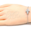 Sterling Silver Fancy Bracelet, Hand of God Design, with White Cubic Zirconia, Polished, Rhodium Finish, 03.336.0092.07 (01 MM Thickness, 7 Inches Length)
