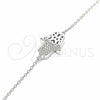 Sterling Silver Fancy Bracelet, Hand of God Design, with White Cubic Zirconia, Polished, Rhodium Finish, 03.336.0092.07 (01 MM Thickness, 7 Inches Length)