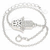 Sterling Silver Fancy Bracelet, Judaica and Hand of God Design, with White Cubic Zirconia, Polished, Rhodium Finish, 03.336.0092.07 (01 MM Thickness, 7 Inches Length)