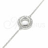 Sterling Silver Fancy Bracelet, with White Cubic Zirconia, Polished, Rhodium Finish, 03.336.0093.07 (01 MM Thickness, 7 Inches Length)