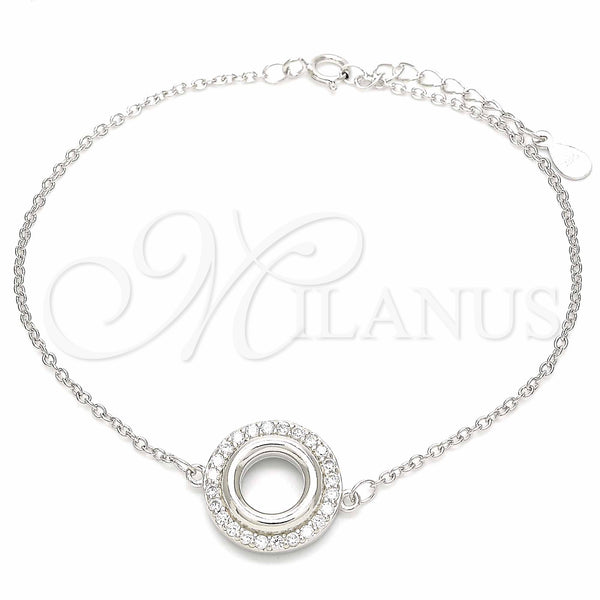 Sterling Silver Bracelet — Fancy Bracelet with White Cubic Zirconia Polished 03. — main product view — SKU 130733 | Plata 925 brazalete — elegante Bracelet with blanco Cubic Zirconia pulido 03. — SKU 130733