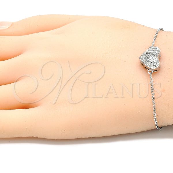 Sterling Silver Bracelet — Fancy Bracelet Heart Design with White Cubic Zirconia — alternate product view — SKU 130734 | Plata 925 brazalete — elegante Bracelet corazón diseño with blanco Cubic Zirconia — SKU 130734