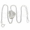 Sterling Silver Fancy Bracelet, Heart Design, with White Cubic Zirconia, Polished, Rhodium Finish, 03.336.0094.07 (01 MM Thickness, 7 Inches Length)