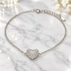 Sterling Silver Fancy Bracelet, Heart Design, with White Cubic Zirconia, Polished, Rhodium Finish, 03.336.0094.07 (01 MM Thickness, 7 Inches Length)