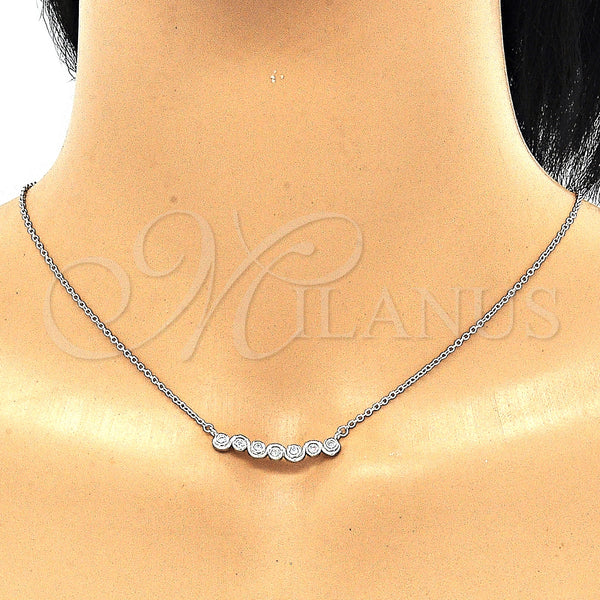 Sterling Silver Necklace — Pendant Necklace with White Cubic Zirconia Polished 04. — alternate product view — SKU 130735 | Plata 925 collar — Pendant Necklace with blanco Cubic Zirconia pulido 04. — SKU 130735