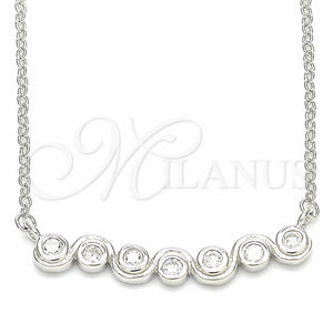 Sterling Silver Necklace — Pendant Necklace with White Cubic Zirconia Polished 04. — main product view — SKU 130735 | Plata 925 collar — Pendant Necklace with blanco Cubic Zirconia pulido 04. — SKU 130735