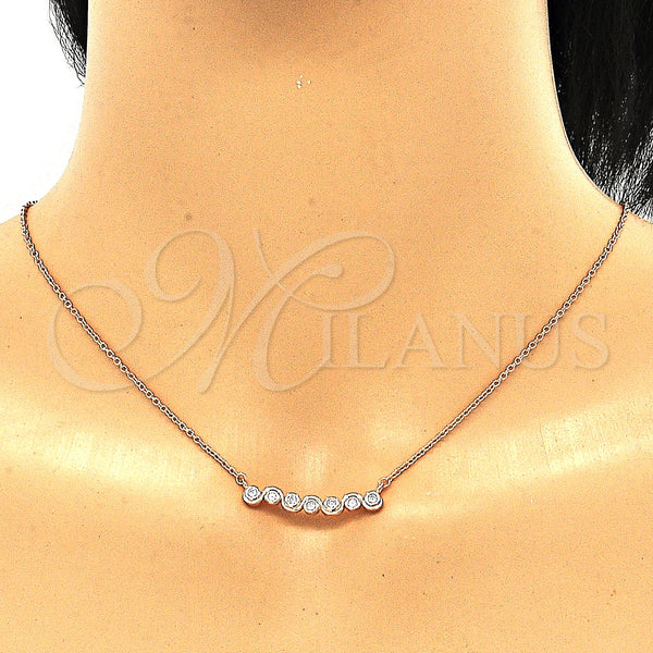 Sterling Silver Necklace — Pendant Necklace with White Cubic Zirconia Polished Rose — alternate product view — SKU 130736 | Plata 925 collar — Pendant Necklace with blanco Cubic Zirconia pulido Rose — SKU 130736