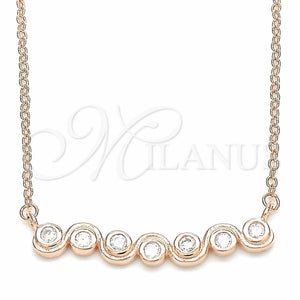 Sterling Silver Necklace — Pendant Necklace with White Cubic Zirconia Polished Rose — main product view — SKU 130736 | Plata 925 collar — Pendant Necklace with blanco Cubic Zirconia pulido Rose — SKU 130736