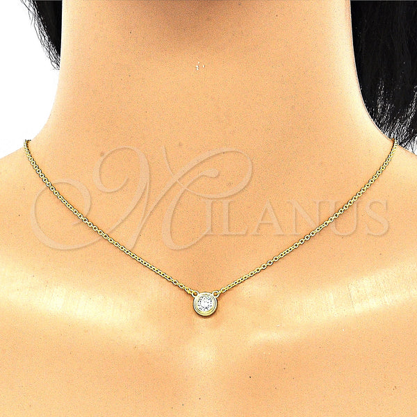 Sterling Silver Necklace — Pendant Necklace with White Cubic Zirconia Polished 04. — alternate product view — SKU 130741 | Plata 925 collar — Pendant Necklace with blanco Cubic Zirconia pulido 04. — SKU 130741