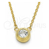Sterling Silver Pendant Necklace, with White Cubic Zirconia, Polished, Golden Finish, 04.336.0043.2.16 (01 MM Thickness, 16 Inches Length)
