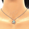 Sterling Silver Pendant Necklace, Heart and Ball Design, with White Cubic Zirconia and White Crystal, Polished, Two Tone, 04.336.0144.16 (01 MM Thickness, 16 Inches Length)